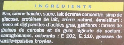 Lista de ingredientes del producto Crème glacée à la Vanille Casino 1,2 L