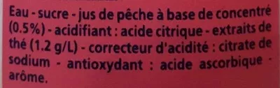 Lista de ingredientes del producto Thé Glacé saveur Pêche Casino 1,5 l