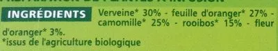 Lista de ingredientes del producto Infusion Nuit Paisible - 20 sachets fraîcheur Casino Bio,  Casino 30 g