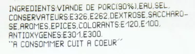 Lista de ingredientes del producto Chair à saucisse Pur Porc Casino 500 g