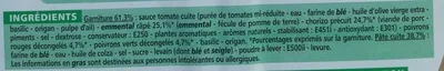 Lista de ingredientes del producto Pizza à pâte fine chorizo Casino 450 g