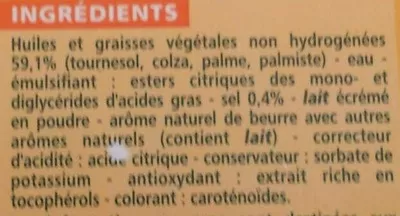 Lista de ingredientes del producto Tartine et Cuisine - 60% de matières grasses Casino 500 g