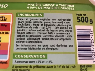 Lista de ingredientes del producto Naturellement riche en acides gras Oméga 3 Casino 500 g