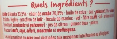 Lista de ingredientes del producto Rillettes au crabe Casino 150 g