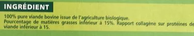 Lista de ingredientes del producto Steaks Hachés bio pur boeuf Casino Bio, Casino 4 x 100 g