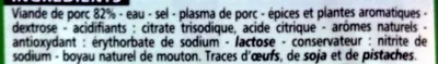 Lista de ingredientes del producto Saucisses de Francfort Casino 240 g