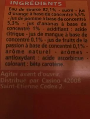 Lista de ingredientes del producto Exotique à l'eau de source Casino 2 l