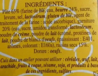 Lista de ingredientes del producto 2 pains aux raisins Sans marque, Casino 180 g