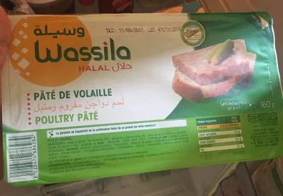 Lista de ingredientes del producto Pâté de volaille Wassila 160 g