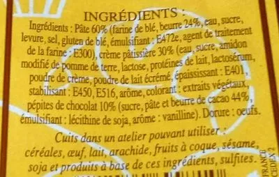 Lista de ingredientes del producto 3 Torsades aux pépites de chocolat Sans marque, Casino 360 g