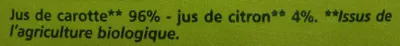 Lista de ingredientes del producto 100 % Pur Jus Carotte Citron  Casino 1 L