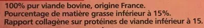 Lista de ingredientes del producto 4 Steaks hachés pur boeuf 15% MG Casino 4 x 100 g