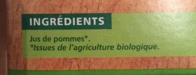 Lista de ingredientes del producto 100% Pur Jus Pomme BIO réfrigéré Casino Bio, Casino 1 l