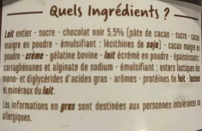 Lista de ingredientes del producto Mousse au chocolat noir / lait Casino 8 x 60 g