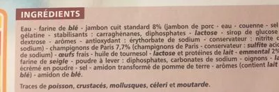 Lista de ingredientes del producto 6 Crêpes Jambon Champignons Emmental Casino 6 x 50 g