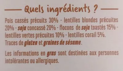 Lista de ingredientes del producto Mélange de légumes secs Casino 400 g