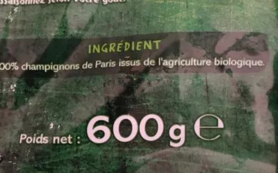 Lista de ingredientes del producto Champignons de Paris émincés bio Casino Bio, Casino 600 g