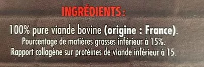 Lista de ingredientes del producto 10 steaks hachés pur boeuf 15% casino 10 x 100 g