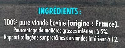 Lista de ingredientes del producto 10 steaks hachés pur boeuf 5% MG Casino 10 x 100 g