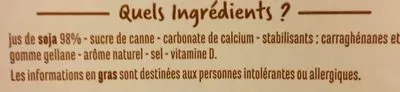 Lista de ingredientes del producto Boisson au soja casino 1 l