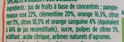 Lista de ingredientes del producto Pulco Agrumes à diluer Pulco 70 cl