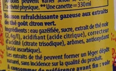 Lista de ingredientes del producto Liptonic Lipton Ice Tea 33 cl