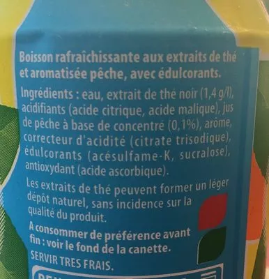 Lista de ingredientes del producto Lipton pêche zéro Lipton Ice tea 33 cl