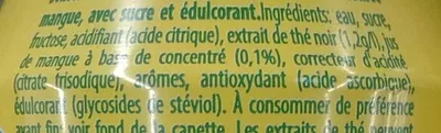 Lista de ingredientes del producto Ice Tea saveur Mangue Lipton 33 cl