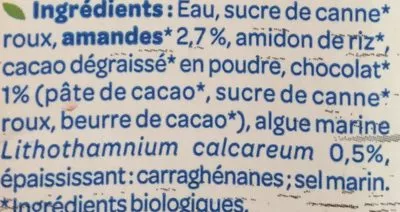 Lista de ingredientes del producto Soja Chocolat Bio Bjorg 750 ml (3 * 250 ml)