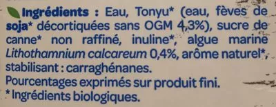 Lista de ingredientes del producto Lait Soja Léger Bjorg 1 L e