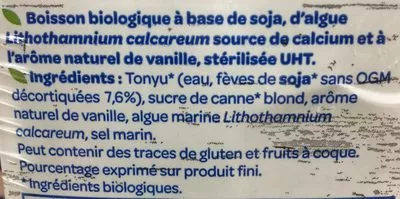 Lista de ingredientes del producto Soja vanille calcium Bjorg 2 L (2x1L)