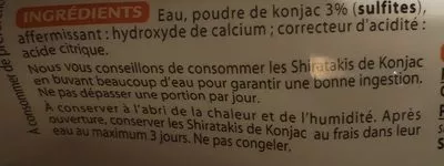 Lista de ingredientes del producto Shirataki de Konjac Gayelord Hauser 250g