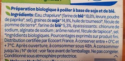 Lista de ingredientes del producto Panés saveur de la Mer soja et blé Bjorg Veggie, Bjorg 170