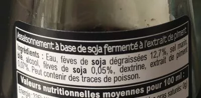 Lista de ingredientes del producto Sauce Soja - épicée Tanoshi 