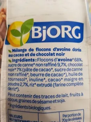 Lista de ingredientes del producto Granola chocolat bio bjorg 350 g