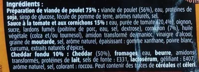 Lista de ingredientes del producto Le haché rond spécial Burger de poulet Maître Coq 180 g