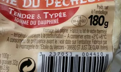 Lista de ingredientes del producto Tomme du Pêcheur Etoile du Vercors 3 x 60 g