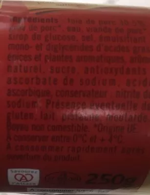 Lista de ingredientes del producto Schmidt saucisse de foie Pierre Schmidt 