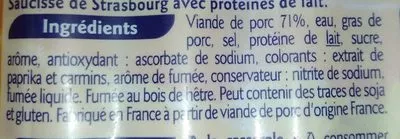 Lista de ingredientes del producto Saucisses de Strasbourg x6 Grand Jury 210 g