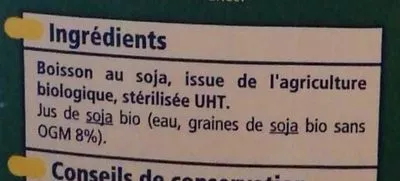 Lista de ingredientes del producto Boisson au soja nature bio Grand Jury 1 L