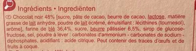 Lista de ingredientes del producto Galletas de mantequilla tableta chocolate Carrefour 250 g