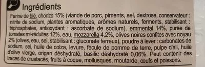 Lista de ingredientes del producto La Pizza Jambon Fromage Carrefour, CMI (Carrefour Marchandises Internationales), Groupe Carrefour 450 g