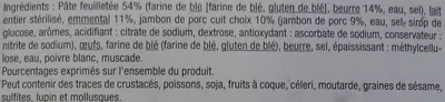 Lista de ingredientes del producto Feuilletés tressés emmental jambon Carrefour 240 g