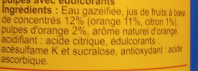 Lista de ingredientes del producto Pulp'saveur orangelight* Carrefour 1,5 l