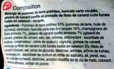 Lista de ingredientes del producto Poêlée façon Périgourdine Carrefour 900 g