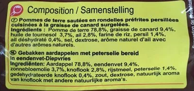 Lista de ingredientes del producto Pommes de terre Persillées façon Sud-Ouest Carrefour 600 g