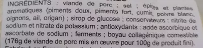 Lista de ingredientes del producto Mini Chorizo carrefour 100 g