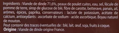 Lista de ingredientes del producto Saucisses de volaille Carrefour 300g