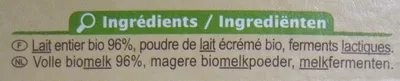 Lista de ingredientes del producto Yaourts nature au lait entier x12 Bio Carrefour Carrefour bio 1,5kg (12 x 125g)