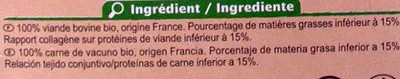 Lista de ingredientes del producto Steaks hachés Bio Carrefour, Carrefour Bio 400 g (4 * 100 g)